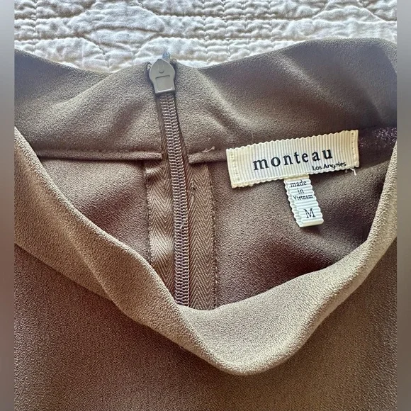 Monteau Asymmetrical Olive Dress-size M - Picture 3 of 5